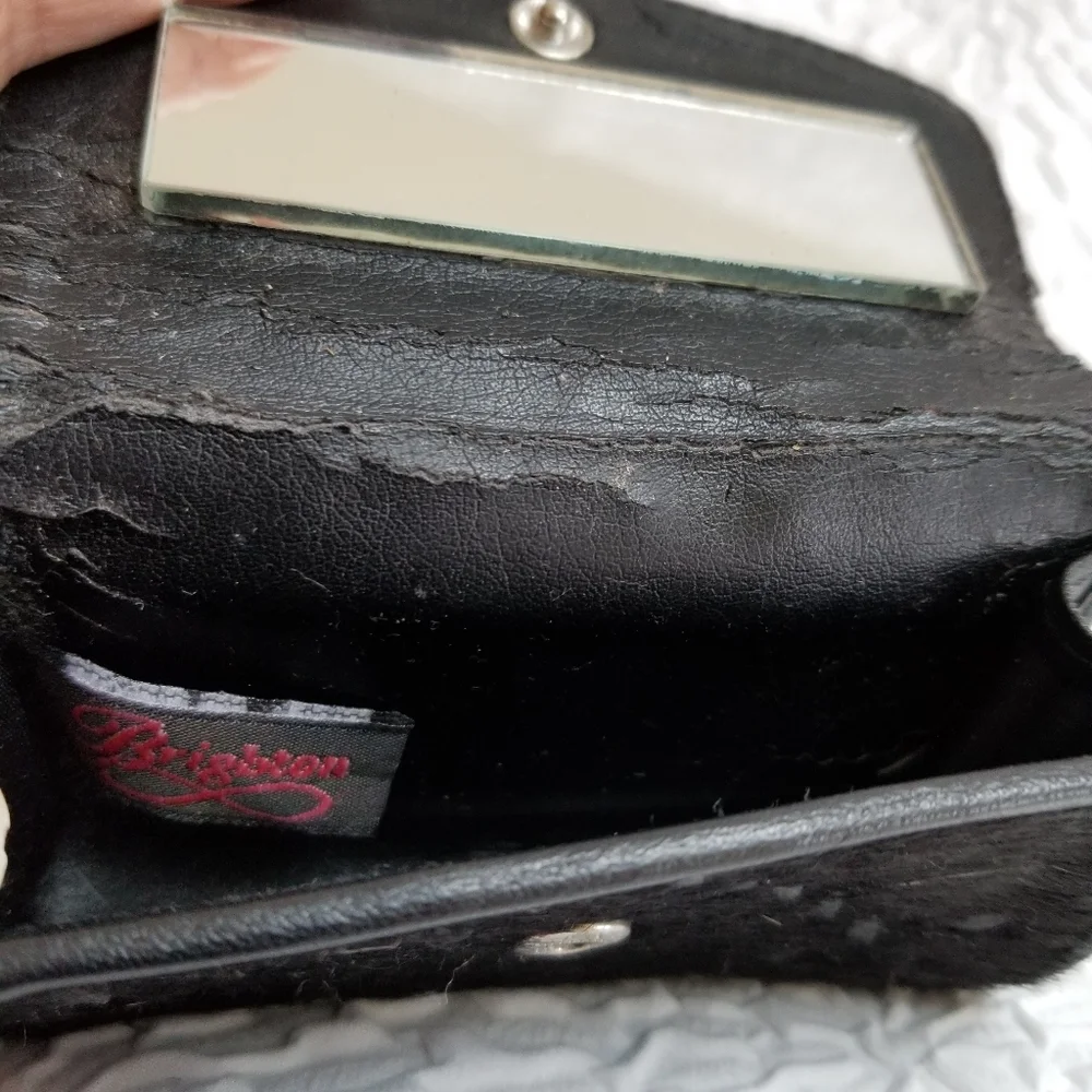 Brighton Black Leather & horse hair coin purse